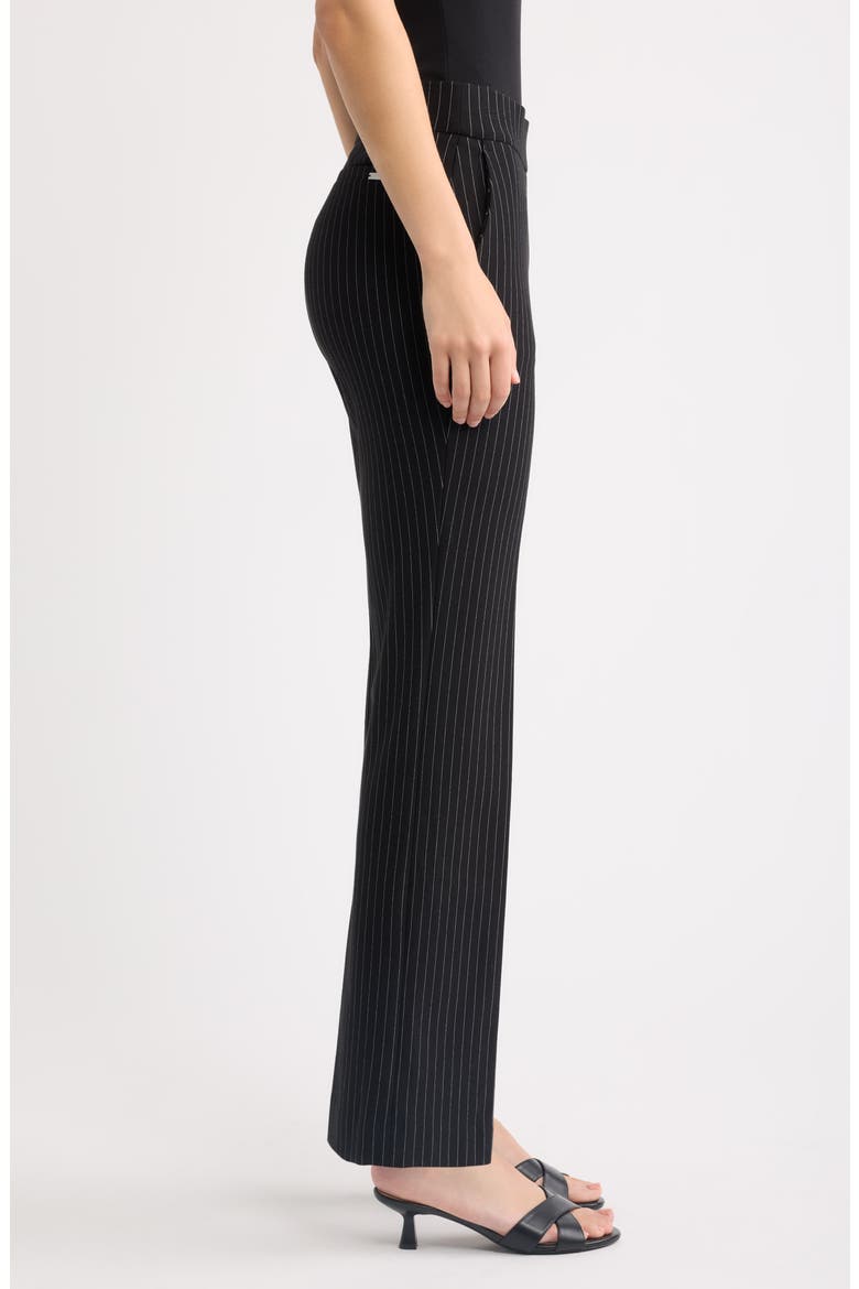 Pinstripe Wide Leg Pull-On Trousers, Alternate, color, ANNE BLACK/ WHITE DOVE