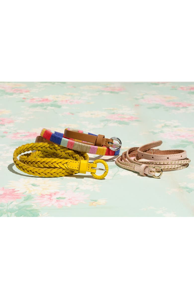 Tarnish Skinny Braided Leather Belt, Alternate, color, 