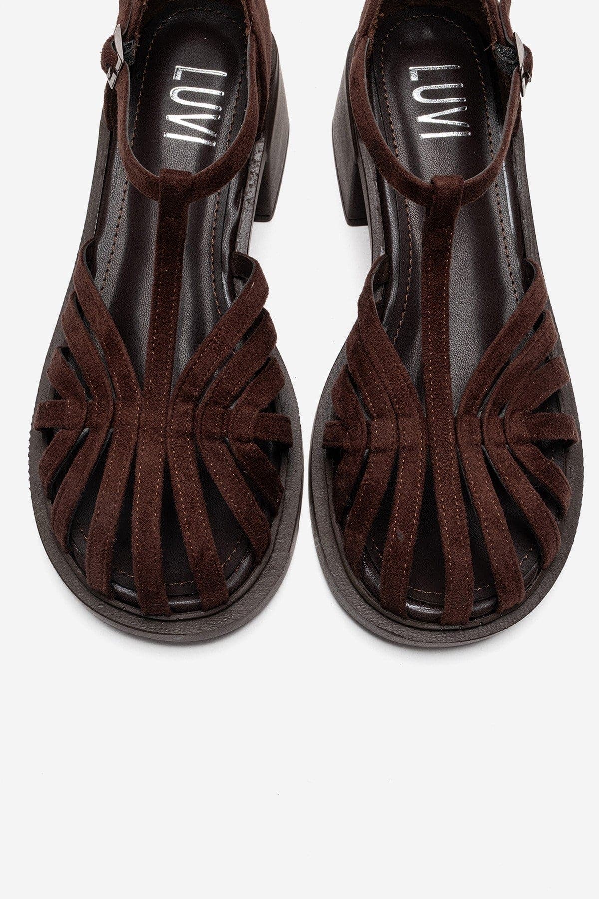 Prologue Shoes Nolana Block Heel Sandal, Alternate, color, Brown Suede