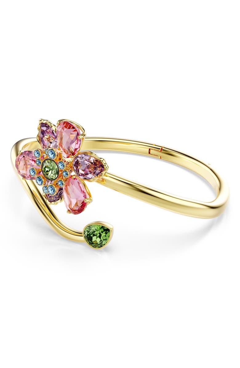 Swarovski Idyllia Crystal Flower Open Bangle, Alternate, color, Multicolored