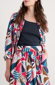 Seasalt Cornwall Wren Abstract Print Cotton Blend Button-Up Shirt