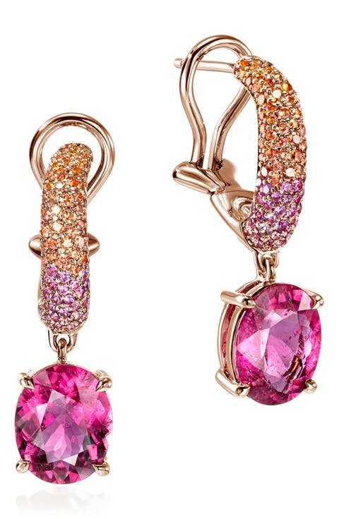 Artisan Series 18k Rose Gold Rubelite Drop Earrings