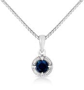 Haus of Brilliance Silver 3/4 Cttw Treated Blue Diamond Solitaire 18" Milgrain Pendant Necklace