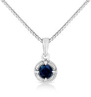 Haus of Brilliance Silver 3/4 Cttw Treated Blue Diamond Solitaire 18" Milgrain Pendant Necklace