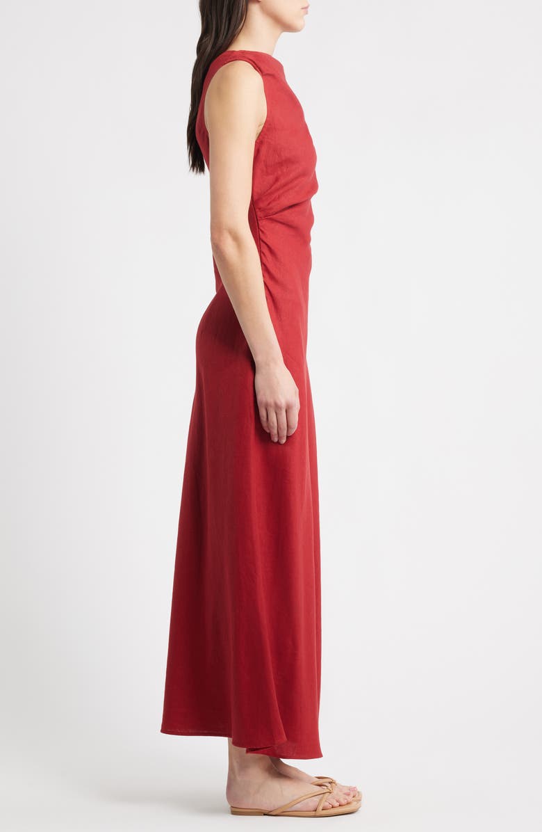 Faithfull the Brand Suis Asymmetric Neck Midi Dress, Alternate, color, Deep Red