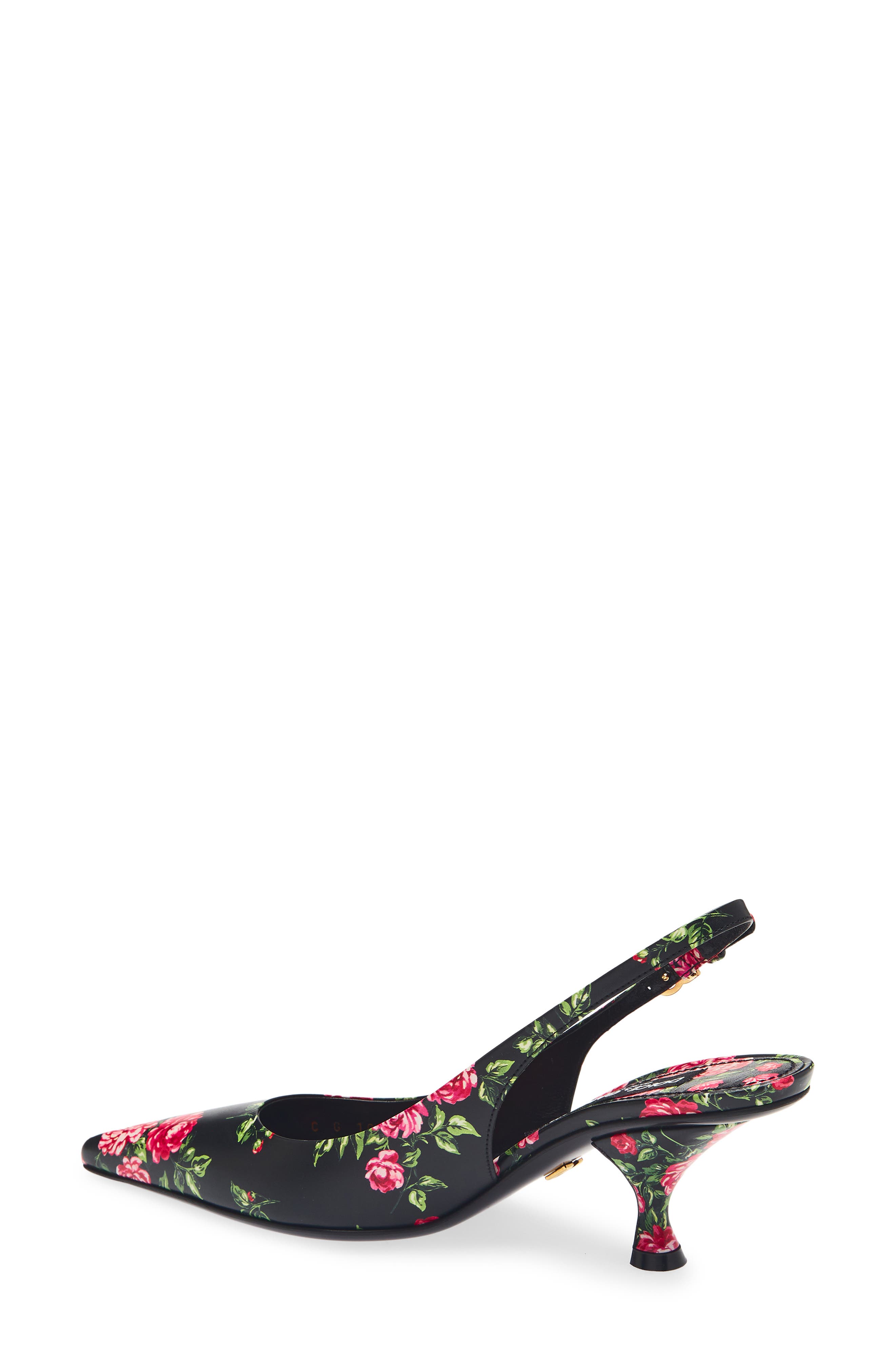 Dolce&Gabbana Lollo Rose Print Kitten Heel Slingback Pump, Alternate, color, Mazzolini Rose F.ner