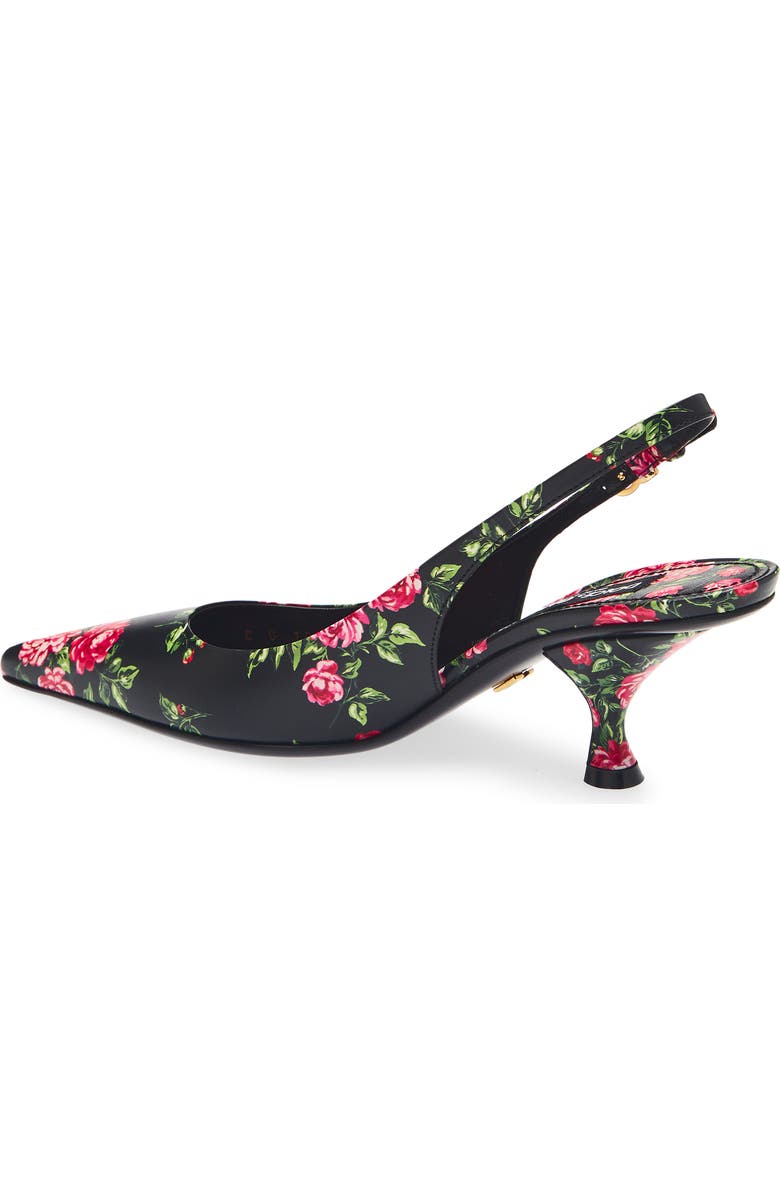 Dolce&Gabbana Lollo Rose Print Kitten Heel Slingback Pump, Alternate, color, Mazzolini Rose F.ner