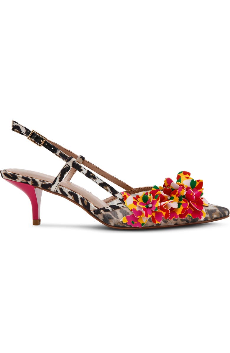 Betsey Johnson Baylee Pointed Toe Slingback Pump, Alternate, color, Leopard Multi