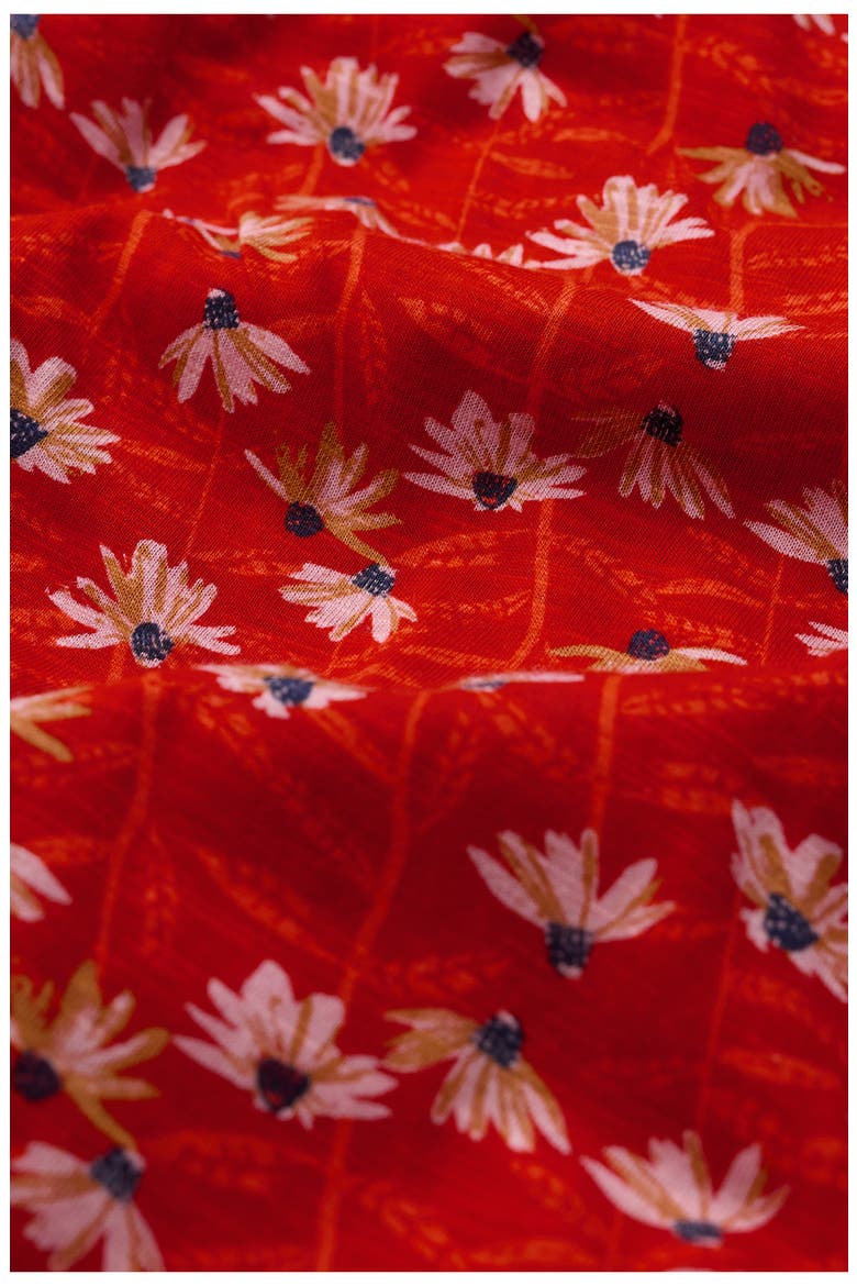Chateaux Floral Organic Cotton Midi Dress, Alternate, color, ECHINACEA STEMS TOMATO