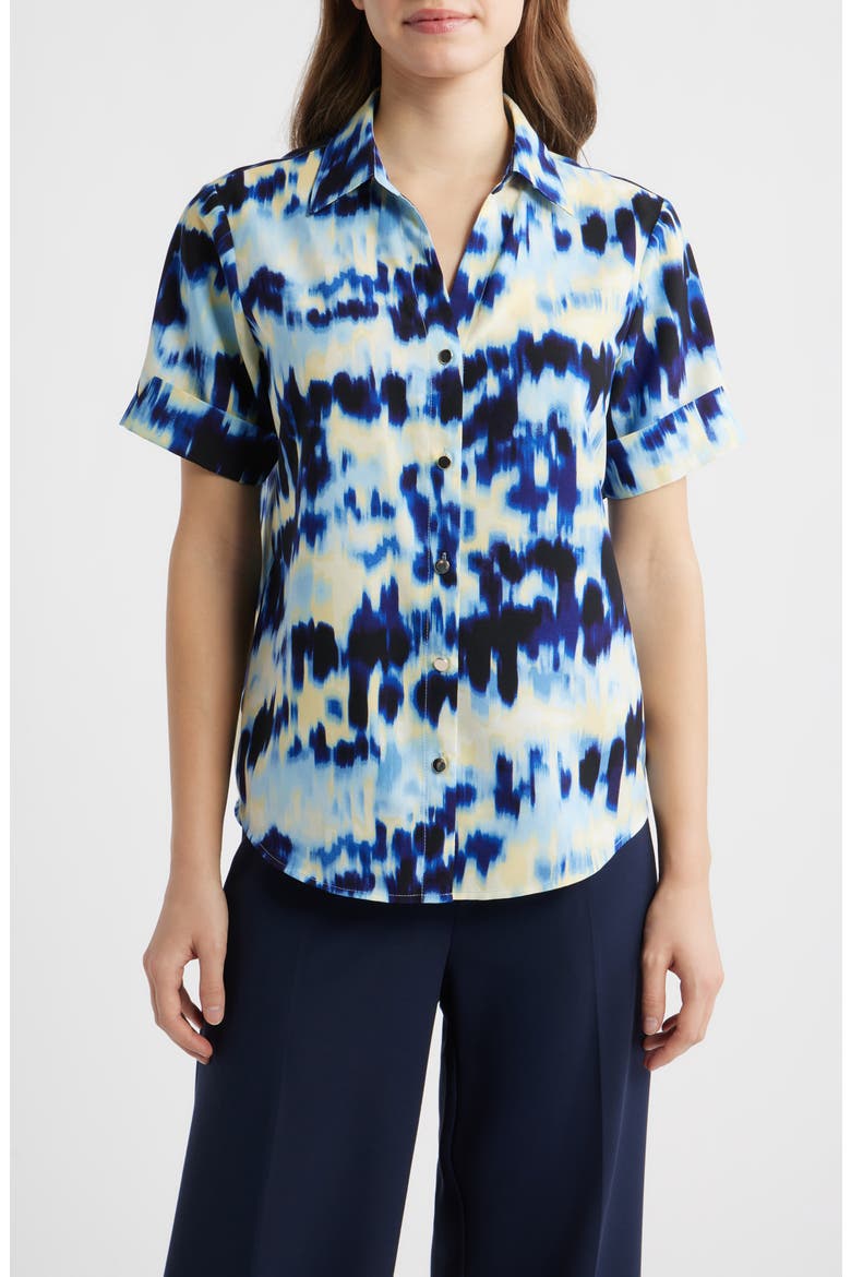 Crepe Button-Up Shirt, Main, color, LAKESHORE MULTI