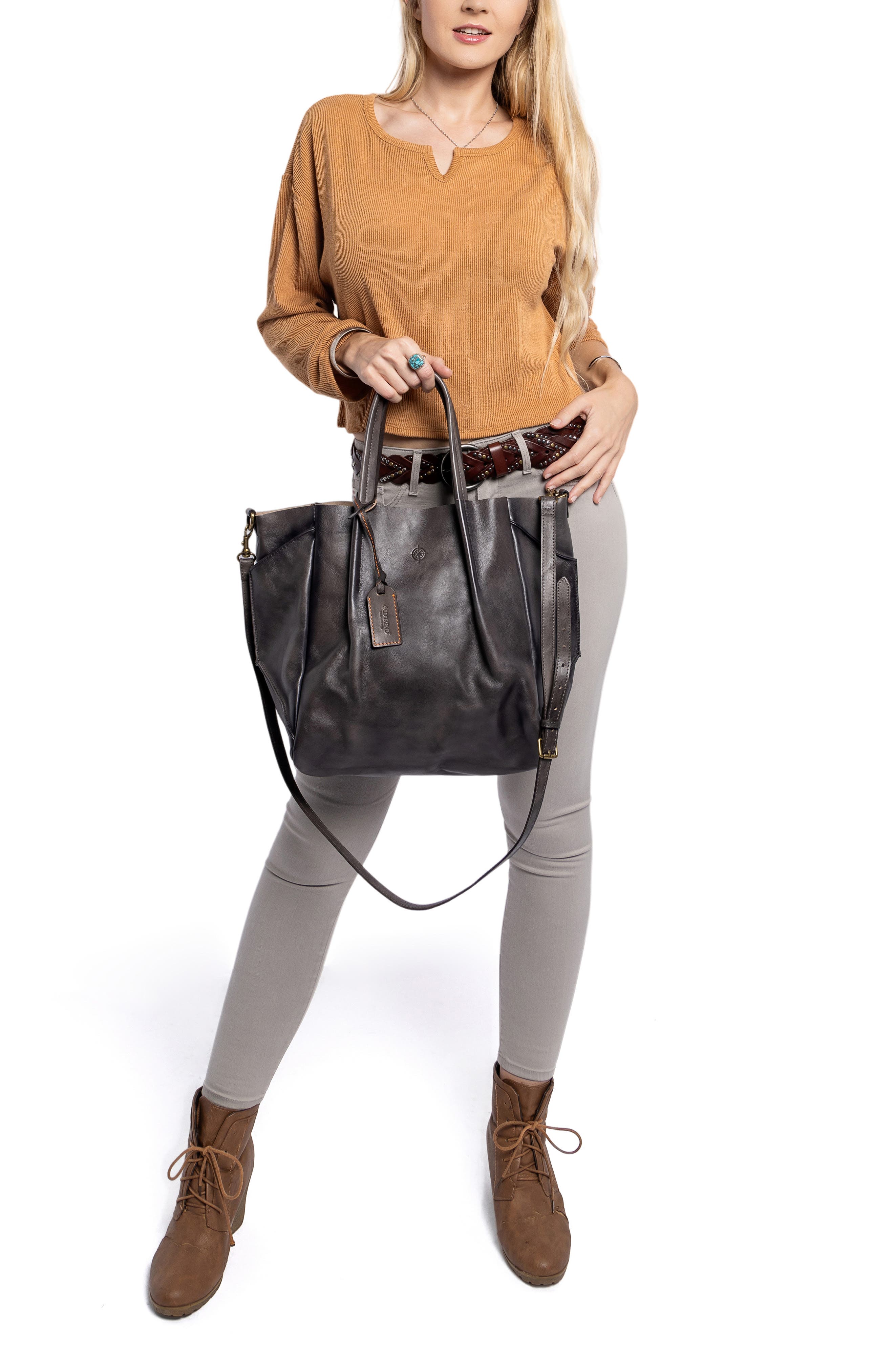OLD TREND Sprout Land Leather Tote Bag, Alternate, color, Grey Ombre