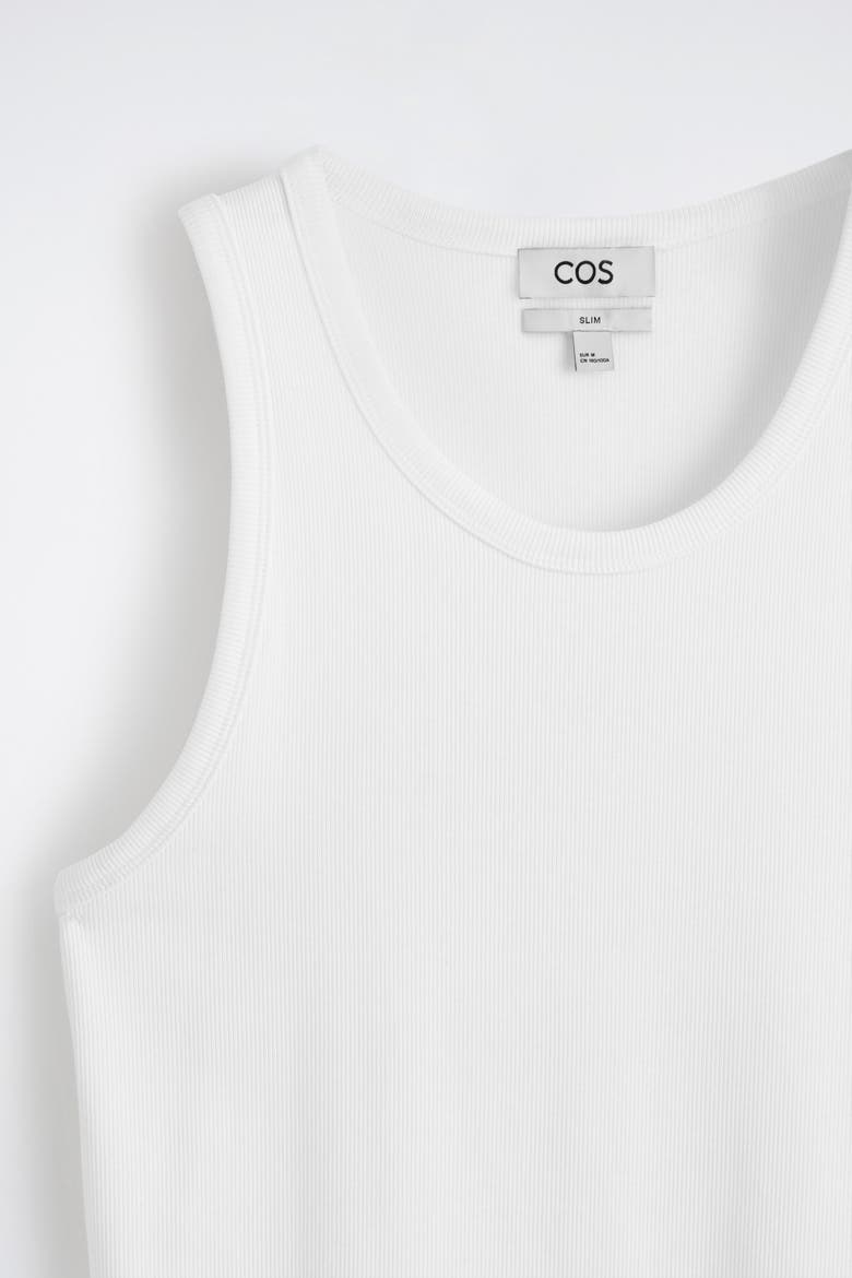 Slim Ribbed Cotton Tank Top, Alternate, color, WHITE