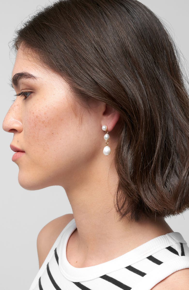 Adornia 9-10mm Freshwater Pearl Drop Earrings, Alternate, color,