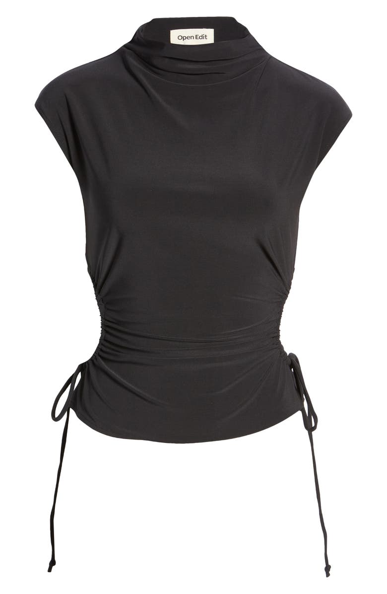 Open Edit Ruched Cutout Mock Neck Top, Alternate, color,
