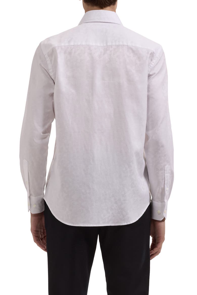 Alvin Shaped Fit Jacquard Button-Up Shirt, Alternate, color, WHITE