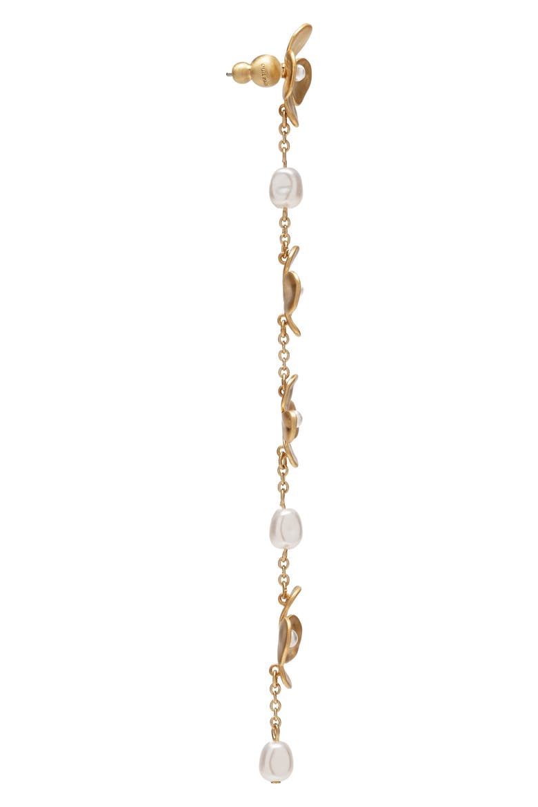 Lucky Imitation Pearl Drop Earrings, Alternate, color, BRUSHED BRASS