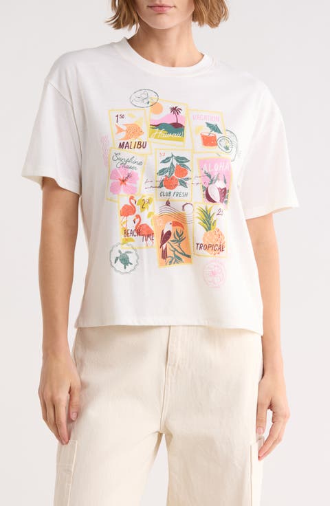 Tropical Stamps Graphic T-Shirt