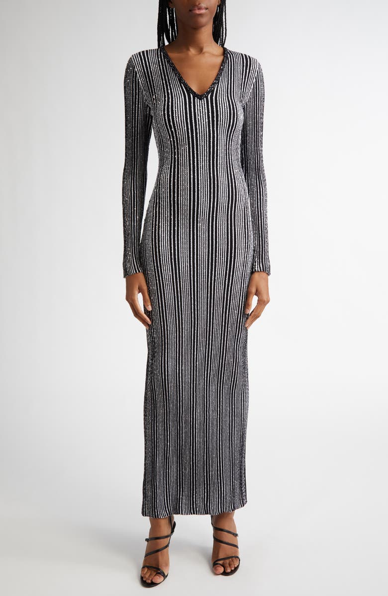 Missoni Shimmer Sequin Long Sleeve Knit Maxi Dress, Main, color, 