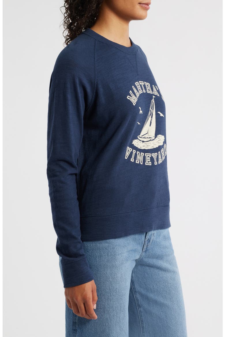 Martha's Vineyard Sunwashed Slubbed Organic Cotton Graphic Sweatshirt, Alternate, color, NAVY BLAZER