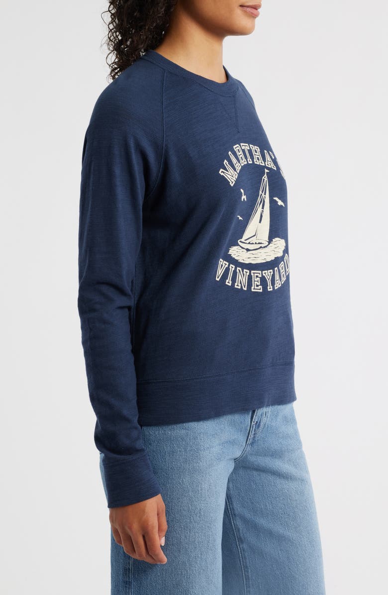 Faherty Martha's Vineyard Sunwashed Slubbed Organic Cotton Graphic Sweatshirt, Alternate, color,