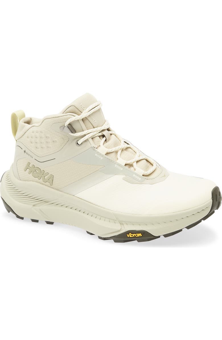 HOKA Transport Chukka GORE-Tex<sup
®</sup
Waterproof Trail Shoe, Main, color, Oyster Mushroom / Yellow