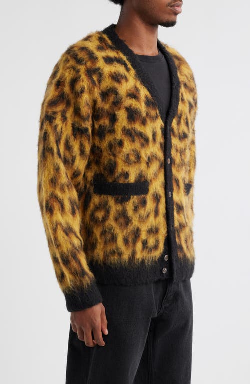 Obey Mens Patron Leopard-pattern Brushed Wool-blend Cardigan In Brown