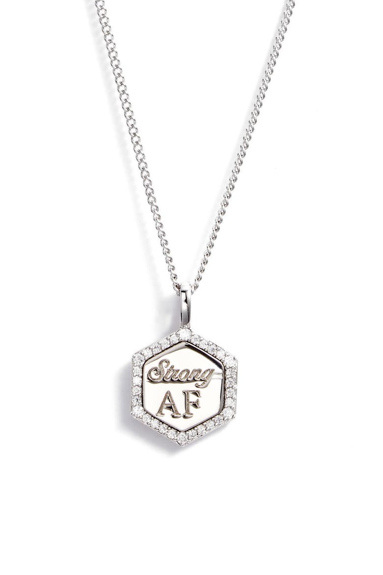 Strong AF Cubic Zirconia Pendant Necklace, Main, color, SILVER