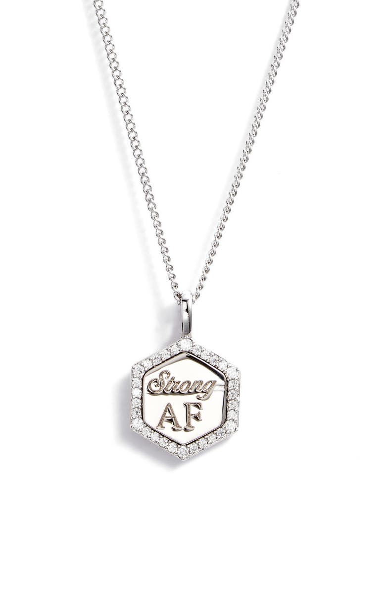 AJOA Strong AF Cubic Zirconia Pendant Necklace, Main, color, 