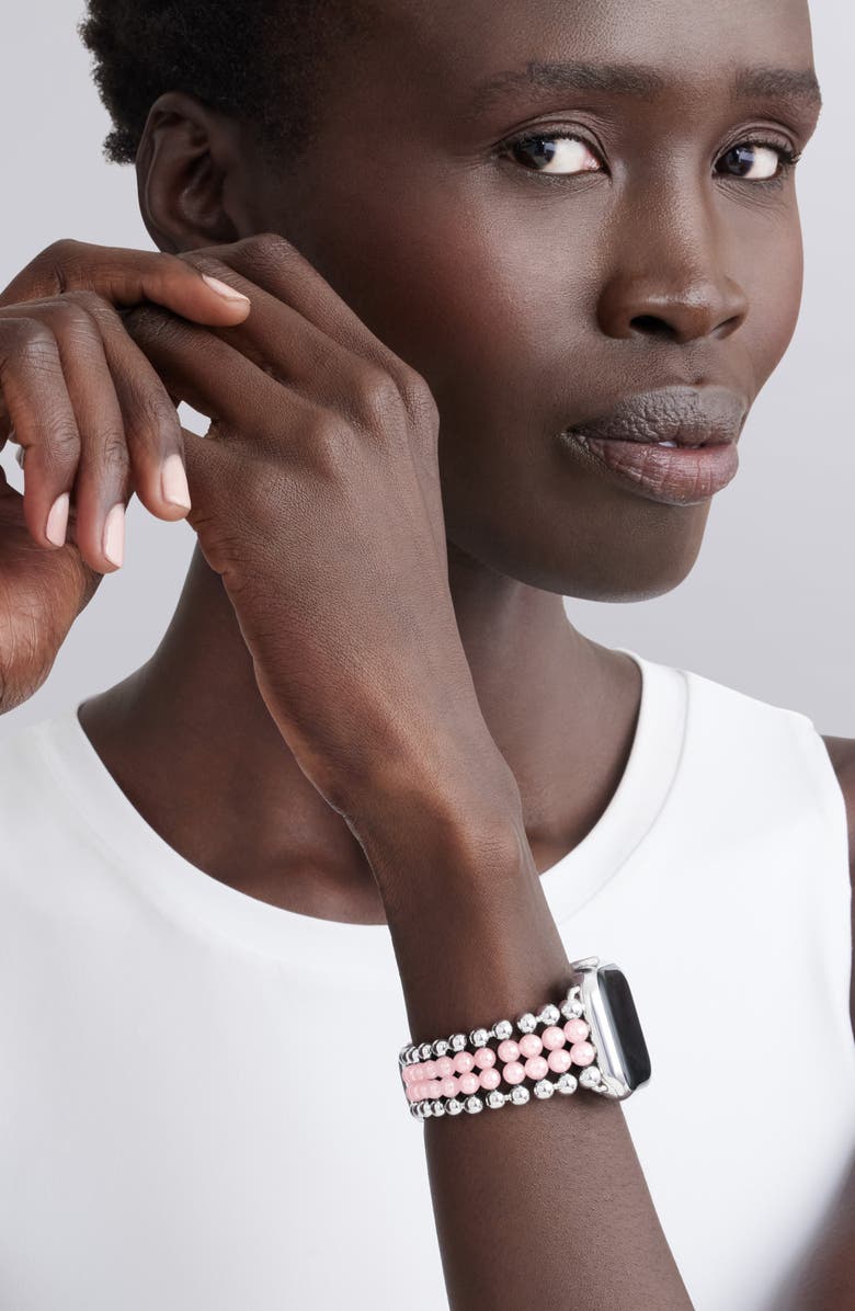 LAGOS Smart Caviar Infinite Pink Ceramic Apple Watch<sup>®</sup> Watchband, Alternate, color, Pink/ Silver