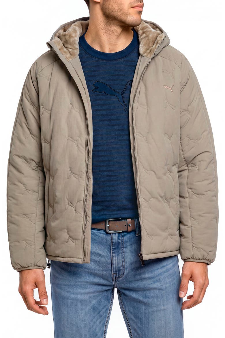 T7 PrimaLoft Reversible Puffer Jacket, Main, color, MOUSE GRAY
