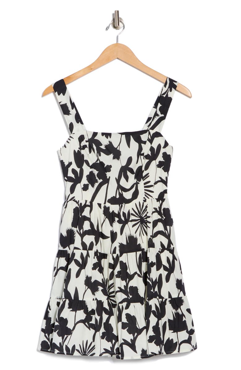 Lush Fit & Flare Tiered Dress, Alternate, color, Cream Black