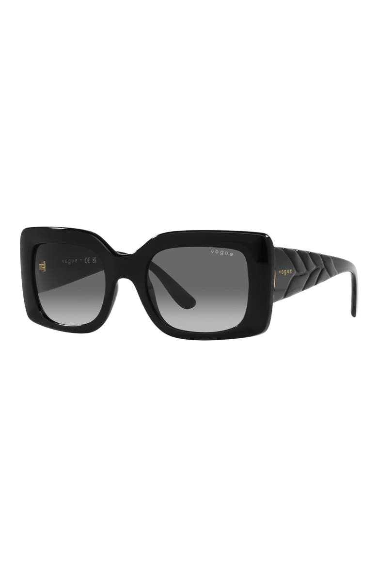 52mm Gradient Rectangular Sunglasses, Alternate, color, BLACK
