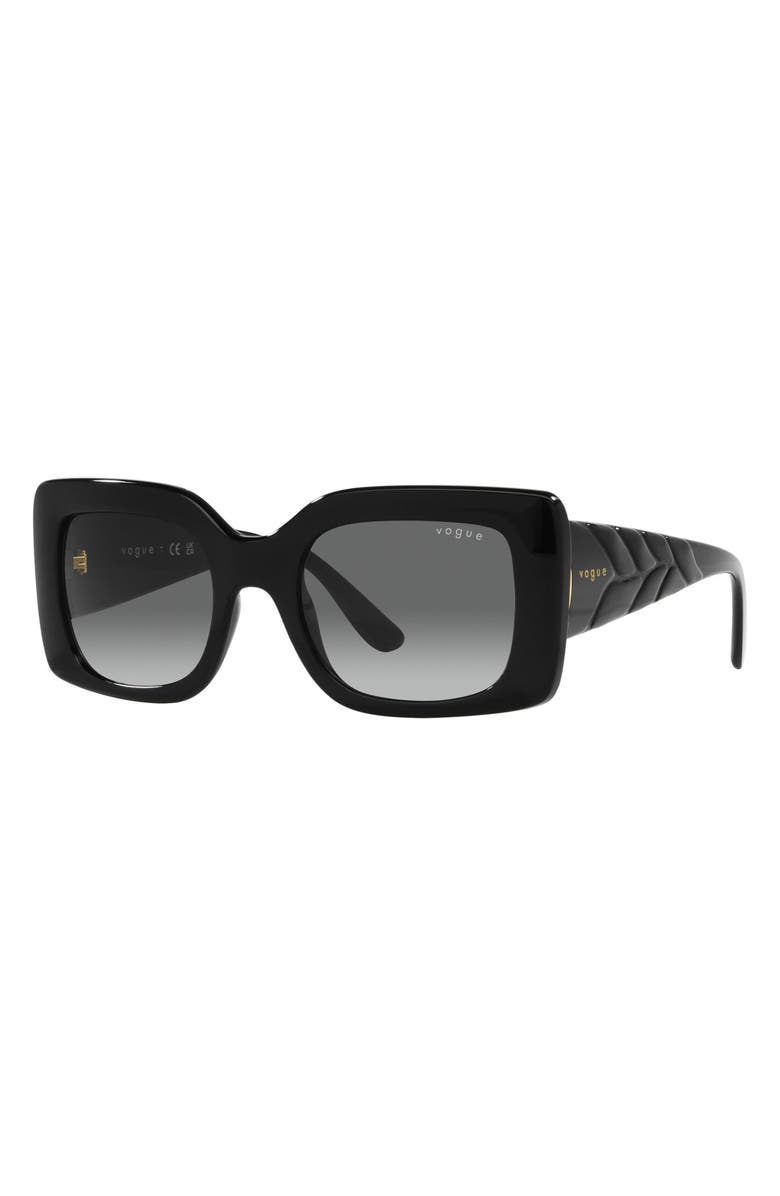 VOGUE 52mm Gradient Rectangular Sunglasses, Alternate, color, Black