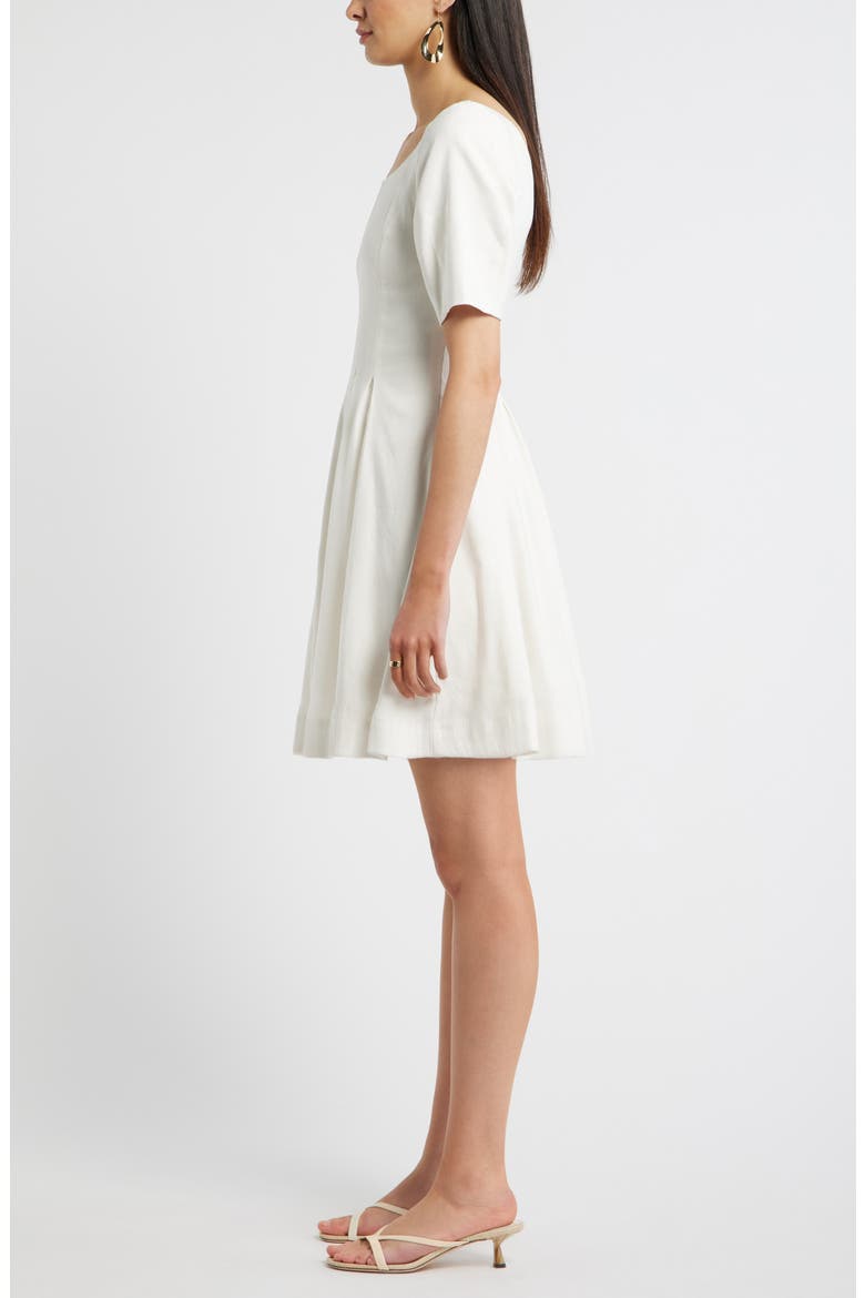 Scoop Neck Linen Blend Dress, Alternate, color, IVORY TOFU