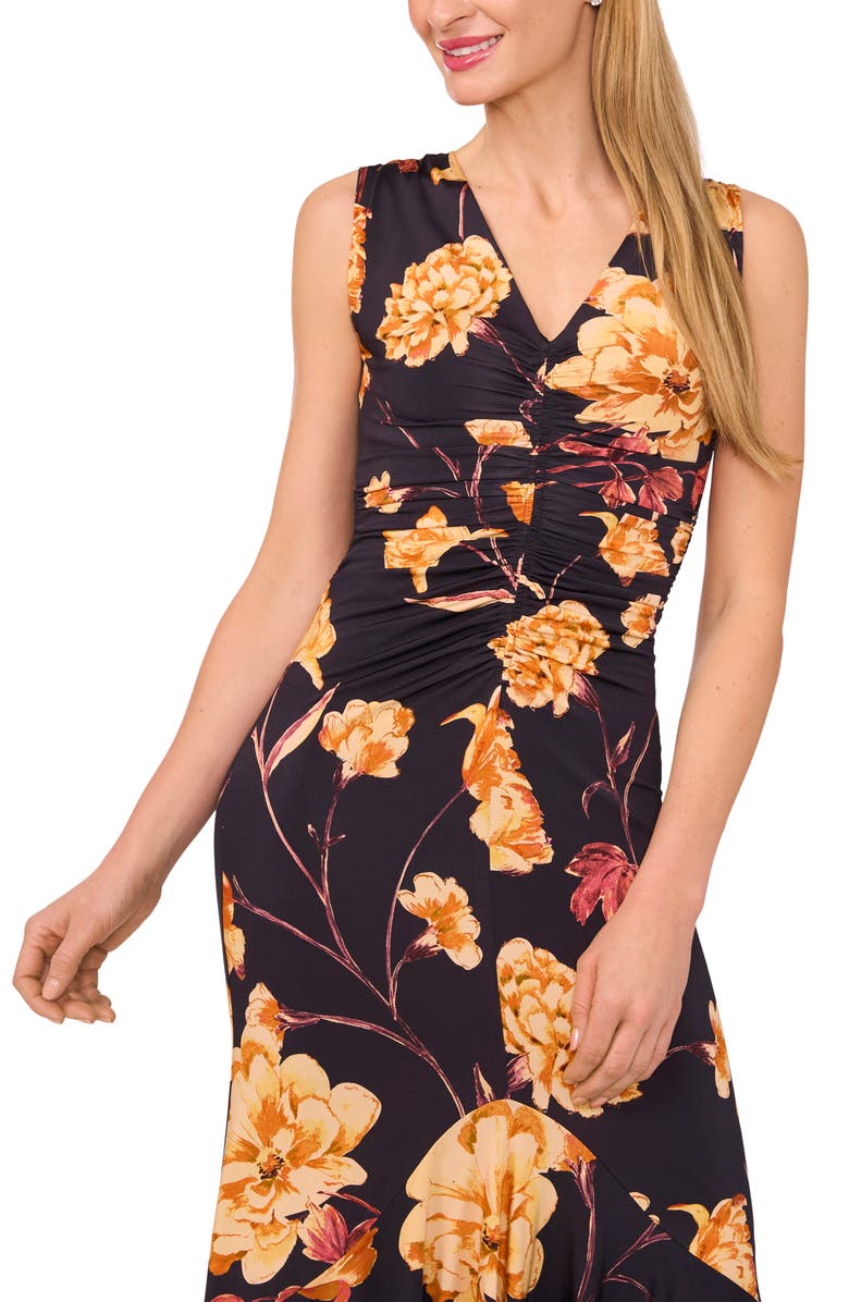 Ted Baker Floral Center Ruched Sleeveless Maxi Dress, Alternate, color, Baritone Blue