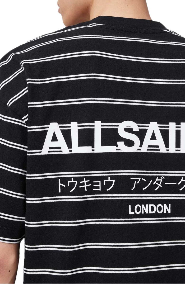 AllSaints Underground Stripe T-Shirt, Alternate, color, Jet Black / Chalk White