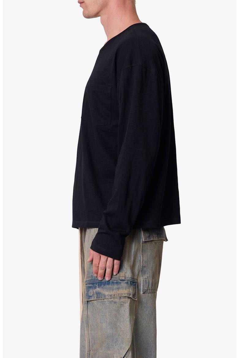 Slouchy Long Sleeve Pocket T-Shirt, Alternate, color, BLACK