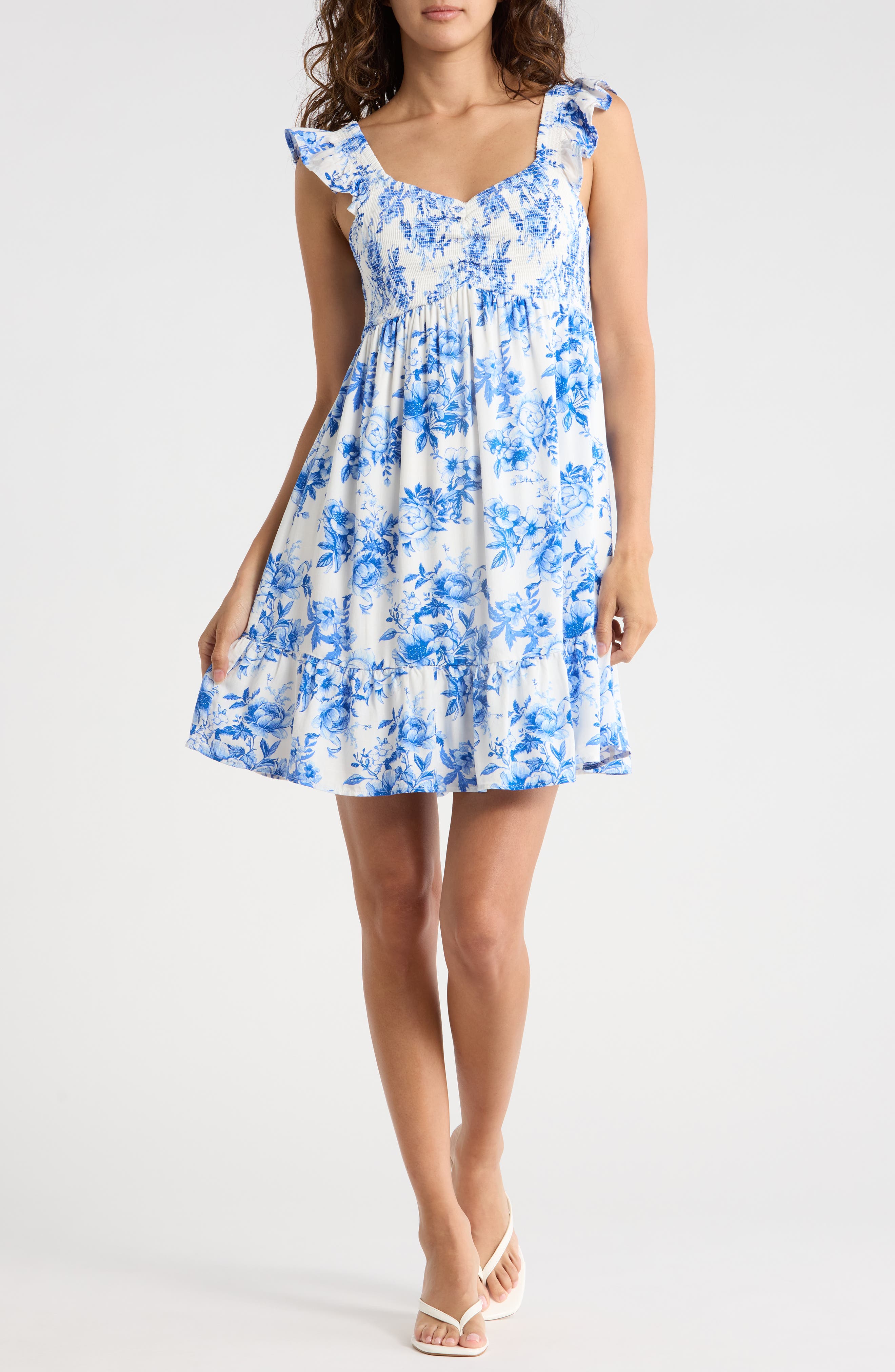 Madden Girl Floral Ruffle Smocked Tiered Minidress