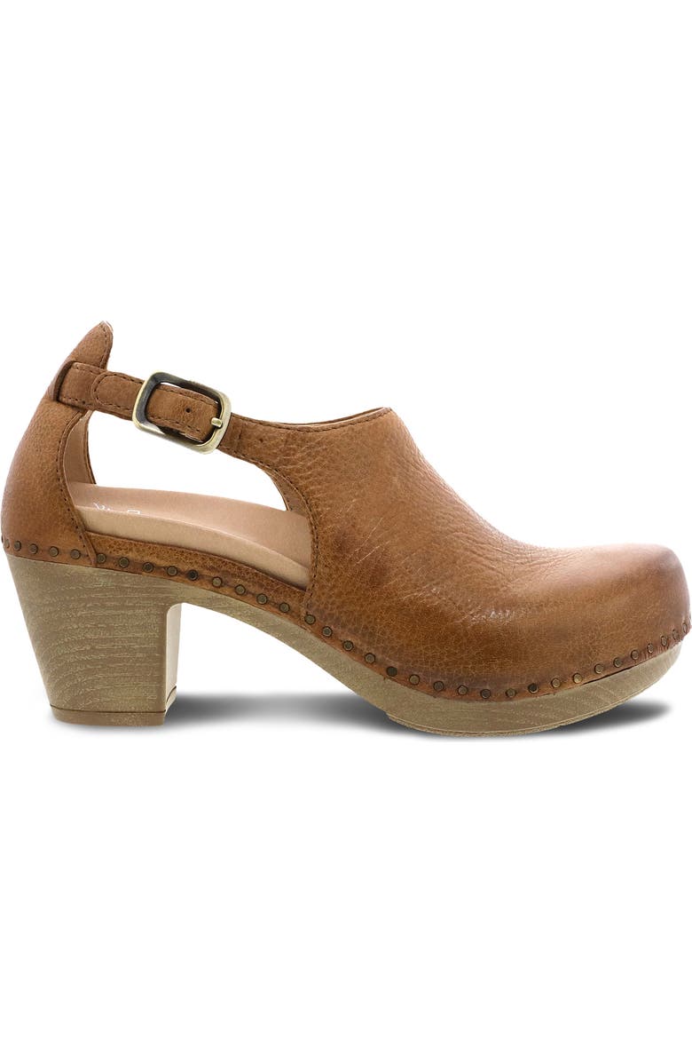 Dansko Sassy Cutout Clog, Alternate, color, Tan Milled Burnished