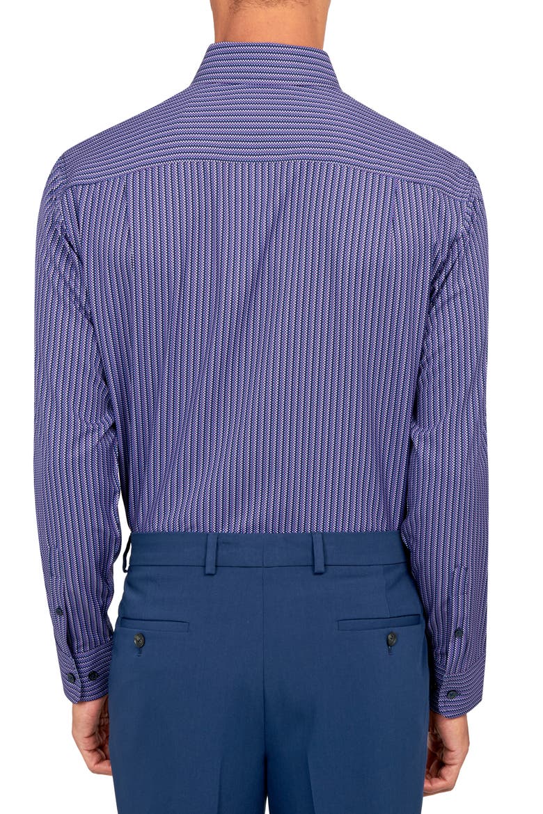Checkerboard Stripe Performance Dress Shirt, Alternate, color, PURPLE
