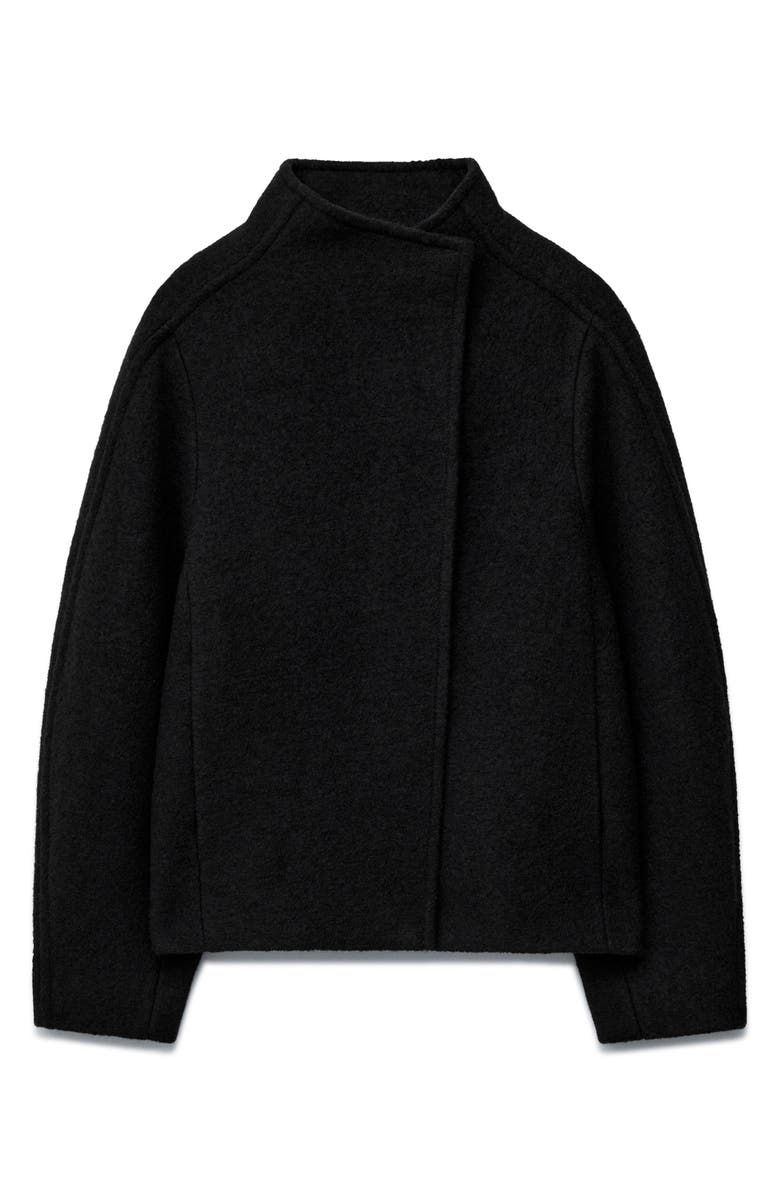 & Other Stories Asymmetric Oversize Wool Jacket, Alternate, color, Black Dark