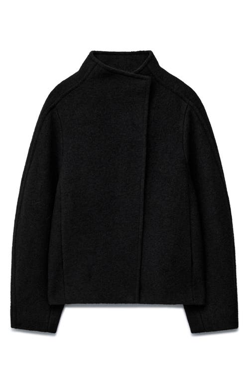& Other Stories Asymmetric Oversize Wool Jacket In Black
