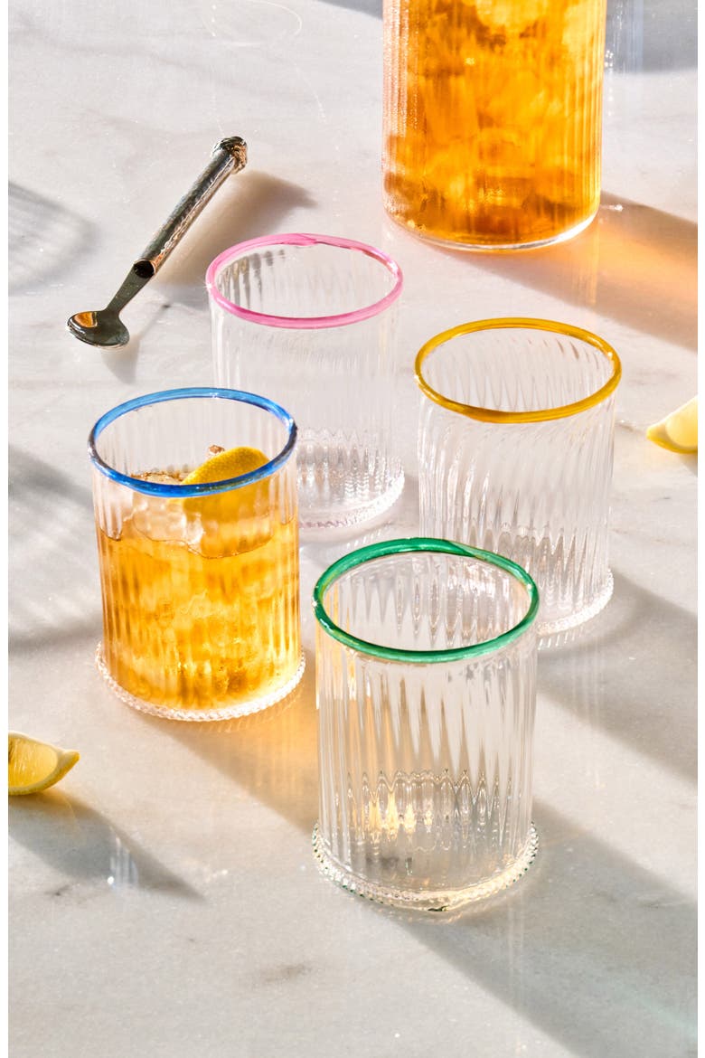Nell Double Old Fashion Glass Tumbler, Alternate, color, BLUSH