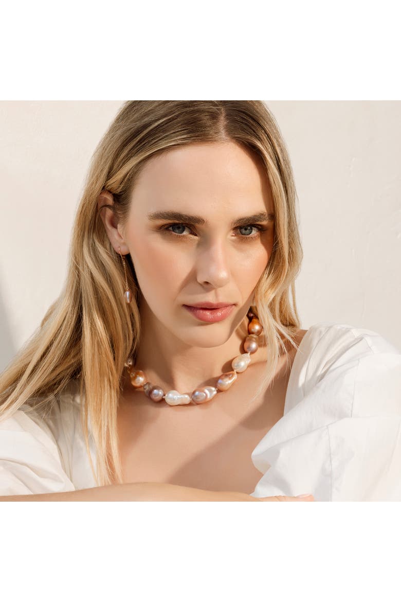13-16mm Freshwater Multicolor Baroque Pearl Necklace - AAA Quality, Alternate, color, Sterling Silver Clasp