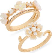NORDSTROM RACK Set of 2 Pearl Floral Rings