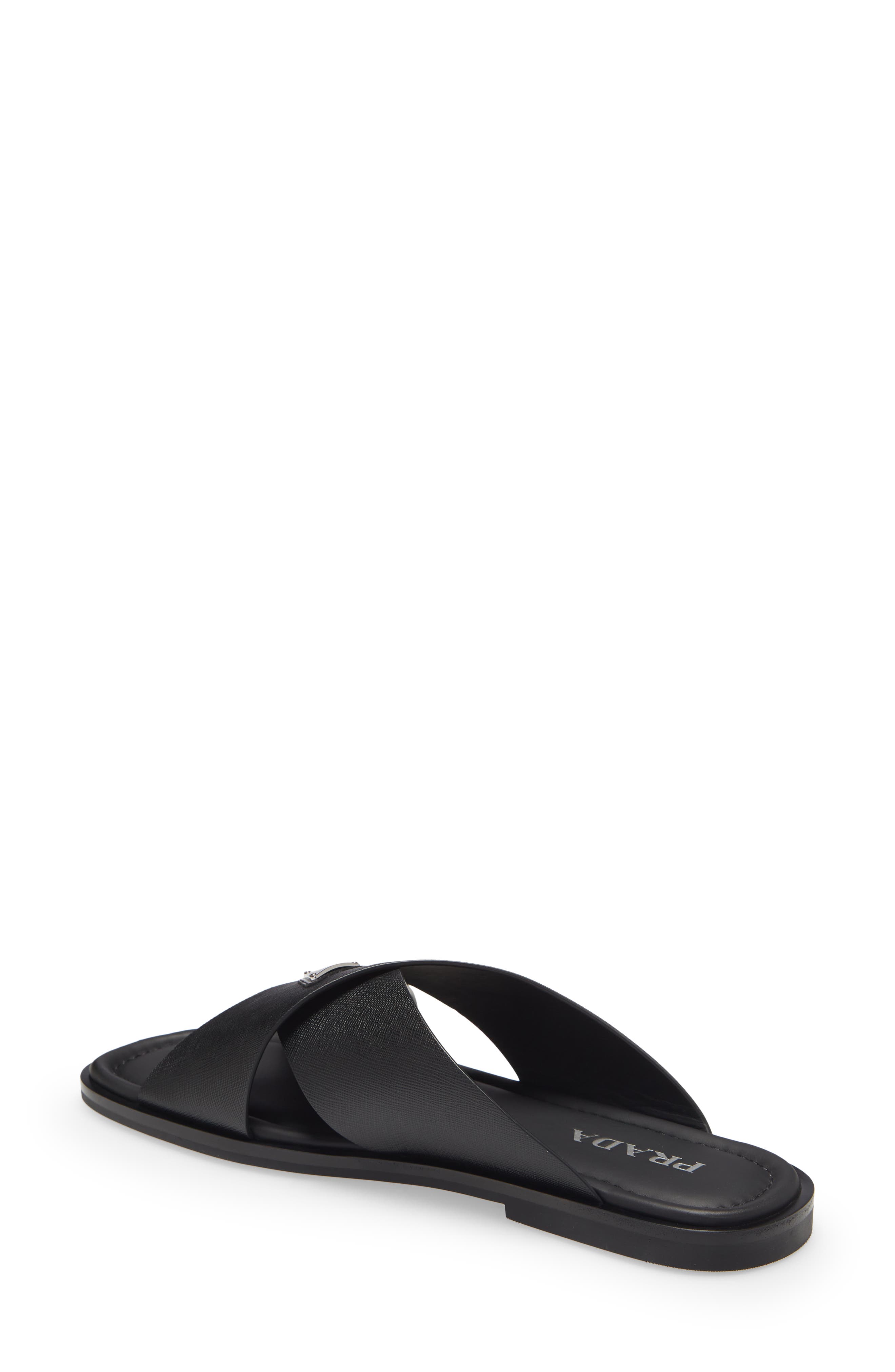 Prada Logo Slide Sandal, Alternate, color, 