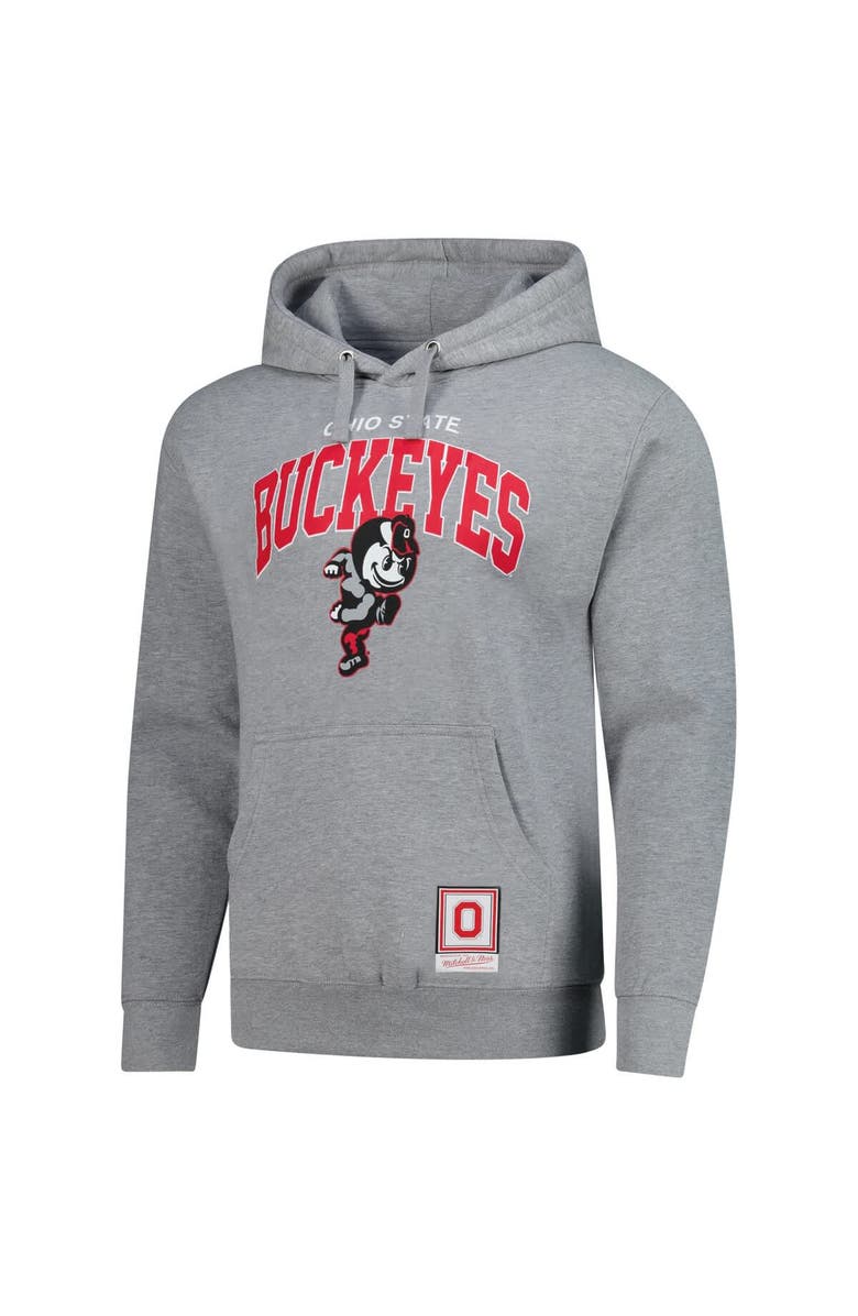 Mitchell & Ness Men's Mitchell & Ness Heather Gray Ohio State Buckeyes Classic Arch Pullover Hoodie, Alternate, color, Heather Gray