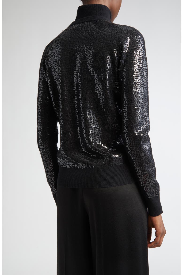 Sequin Embellished Cashmere Cardigan, Alternate, color, BLACK