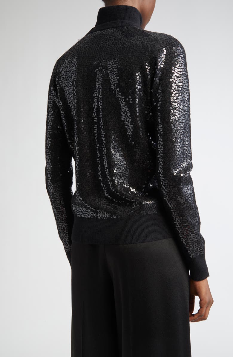 Michael Kors Collection Sequin Embellished Cashmere Cardigan, Alternate, color, Black