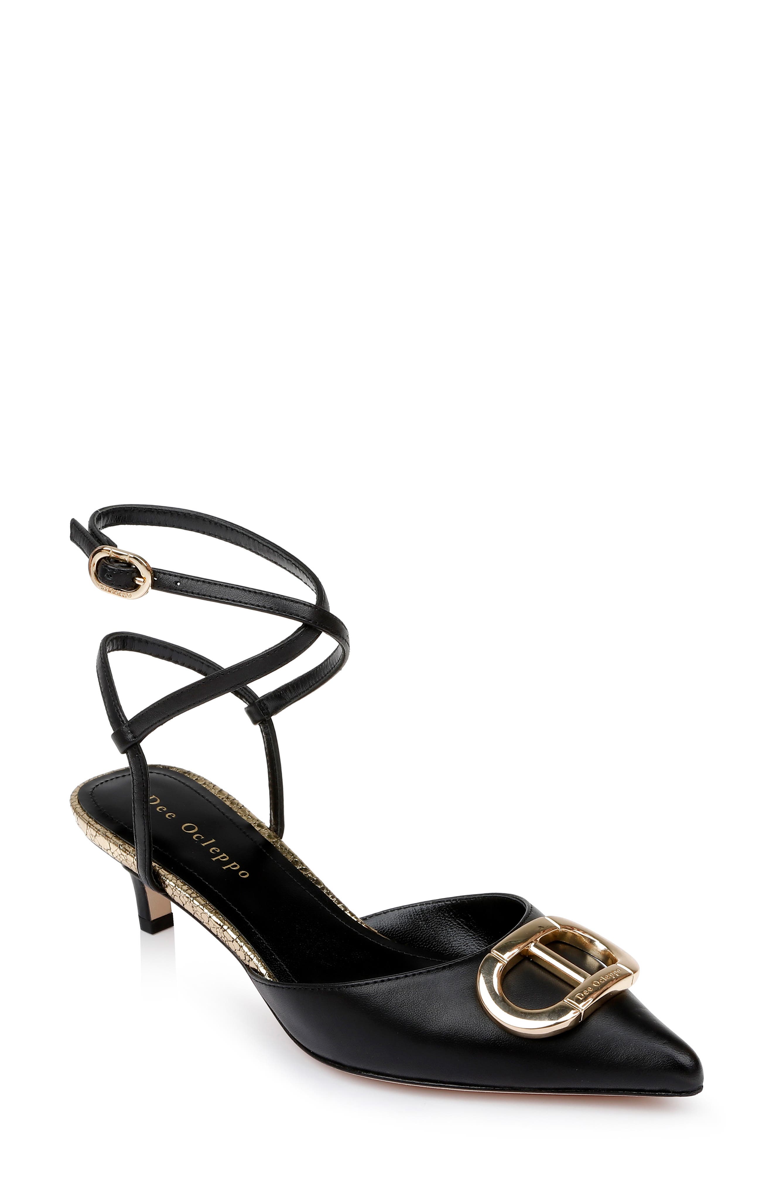 Dee Ocleppo Paige Ankle Strap Pointed Toe Kitten Heel Pump, Main, color, 